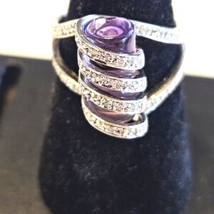 Elise Adoree Designer Sterling Silver Plated Platinum Diamond Quartz Size 7.5